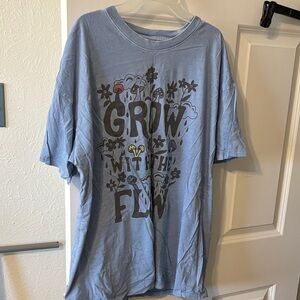 American Eagle Outfitters Light Blue Graphic Tee - Grow With The Flow